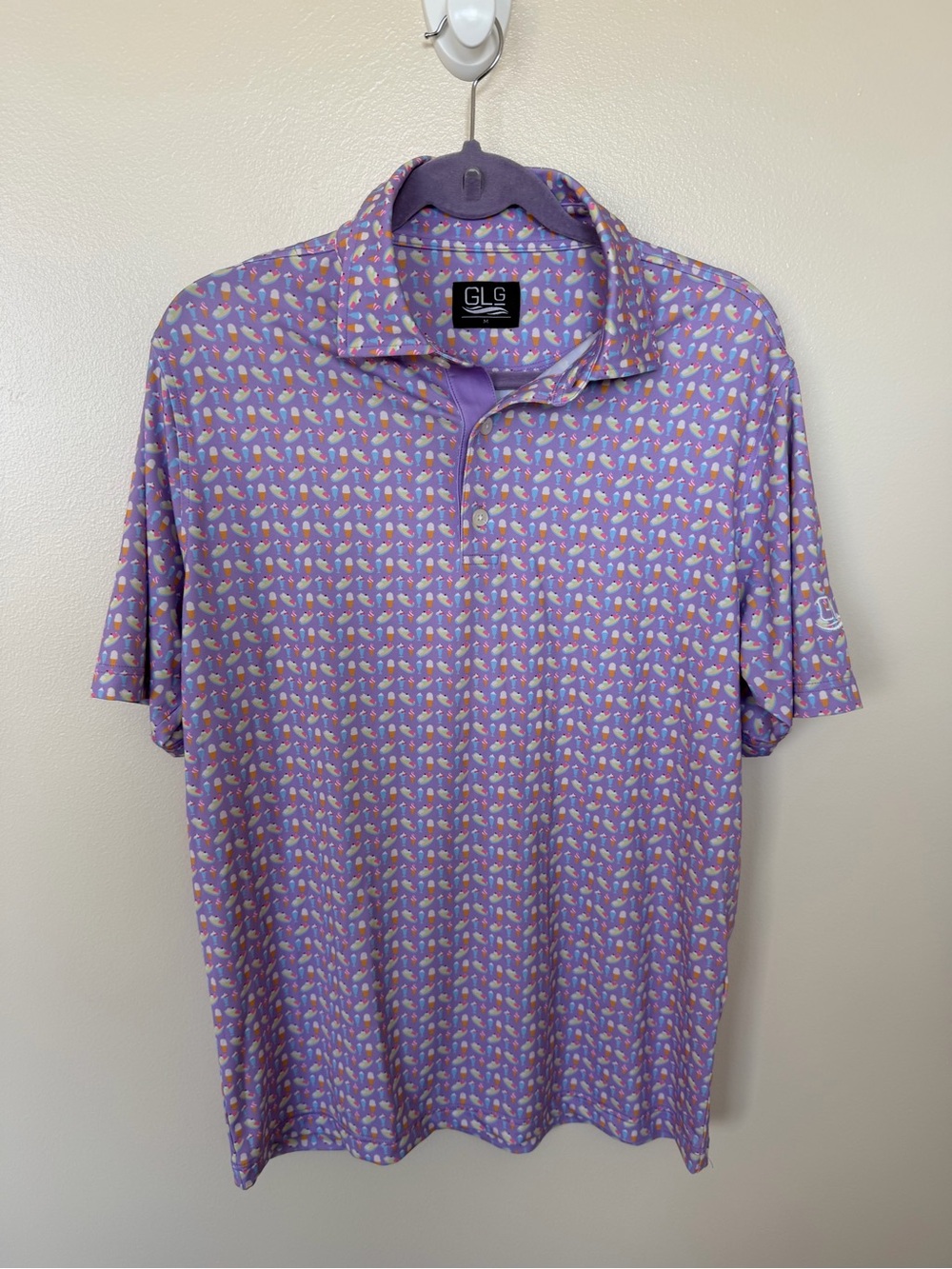 GLG Purple Ice Cream Print Golf Polo